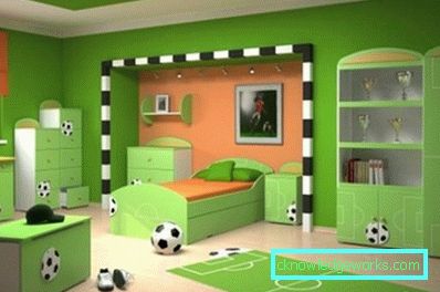 Fotó: a gyermekszobák eredeti designja kis labdarúgó-rajongók számára.