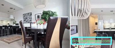 Konyha-étkező-nappali kialakítása az apartmanban