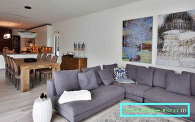 Konyha-étkező-nappali kialakítása az apartmanban