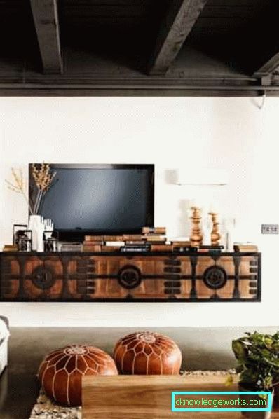 Bútor a TV-ben a nappaliban egy modern stílusú fotó