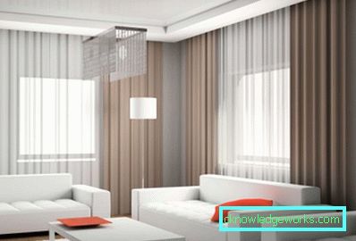 Függönyök a nappaliban egy modern stílusban - fotó eredeti megoldások