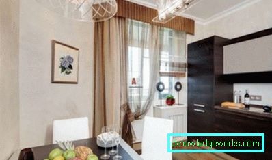 Függöny egy kis konyha - ablak dekoráció a konyhában egy modern stílusú fotó