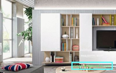 A nappaliban a TV-ben lévő falak modern stílusban (50 belső fotó)