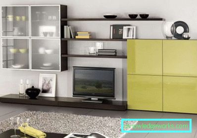 A nappaliban a TV-ben lévő falak modern stílusban (50 belső fotó)