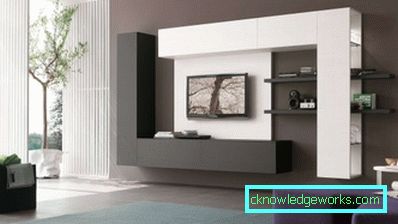 A nappaliban a TV-ben lévő falak modern stílusban (50 belső fotó)