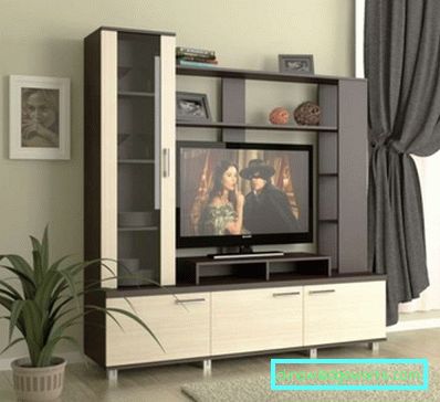 A nappaliban a TV-ben lévő falak modern stílusban (50 belső fotó)