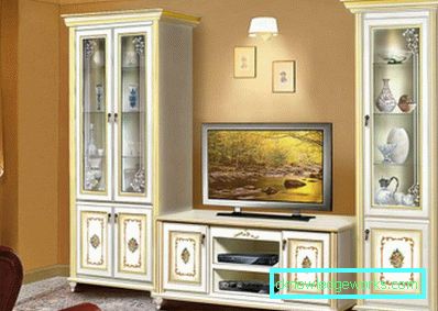 A nappaliban a TV-ben lévő falak modern stílusban (50 belső fotó)