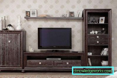 A nappaliban a TV-ben lévő falak modern stílusban (50 belső fotó)