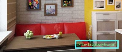 Keskeny egyenes kanapé a konyhába